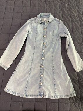 Light Wash Denim Button-Down Dress